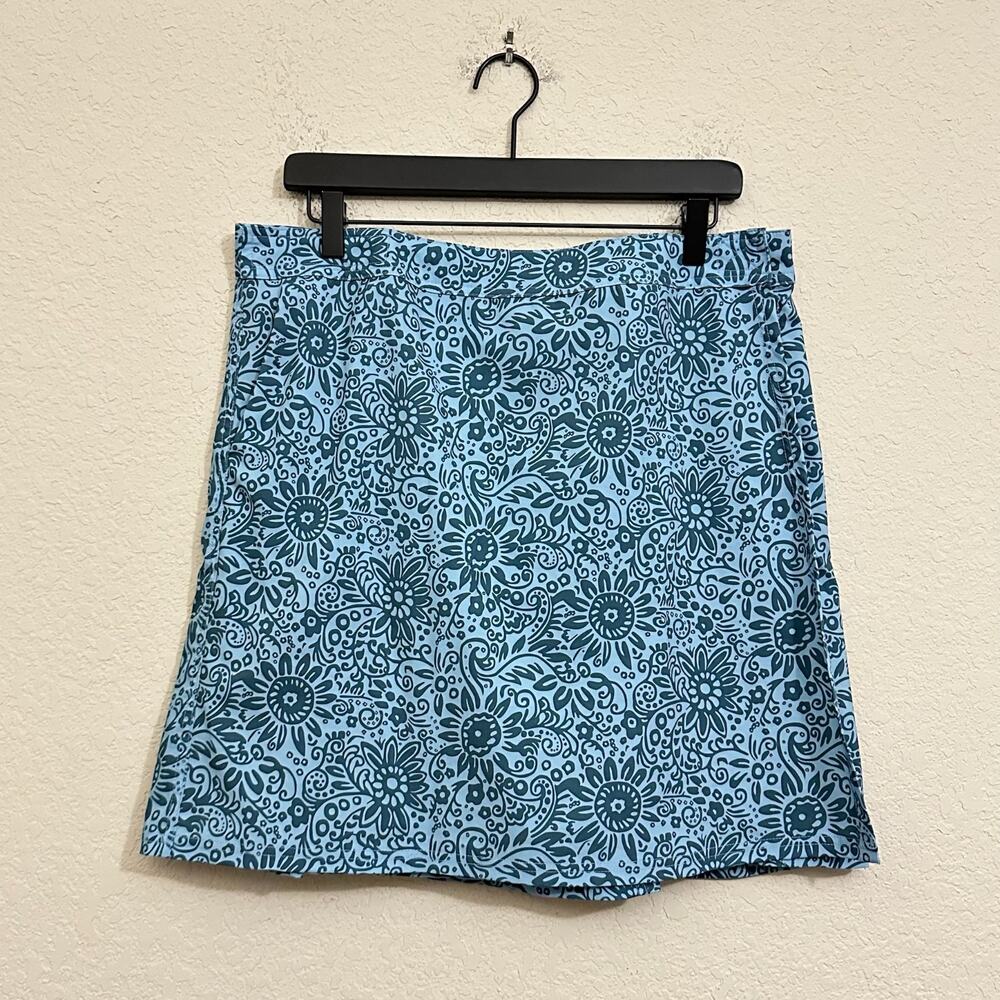 RIPSKIRT HAWAII Mini Wrap Skirt Blue Floral Stretch Boho Beach Summer